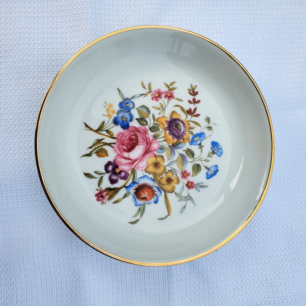 NIB Avon 1982 Royal Worcester Fine‎ Porcelain Trinket Dish Floral 4.5" STUNNING!